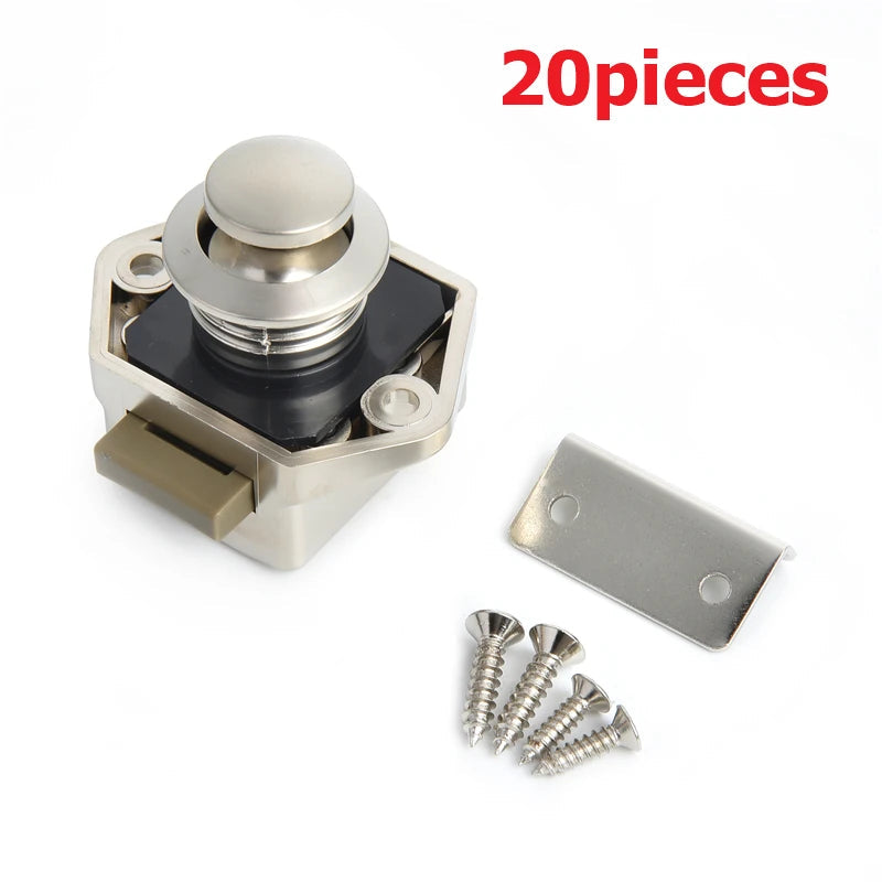 KAK 20 pieces RV Lock Push Lock for Camper Car RV Yacht Push Locks Furniture Cabinet Door Lock Hardware Child Safety Drawer Lock