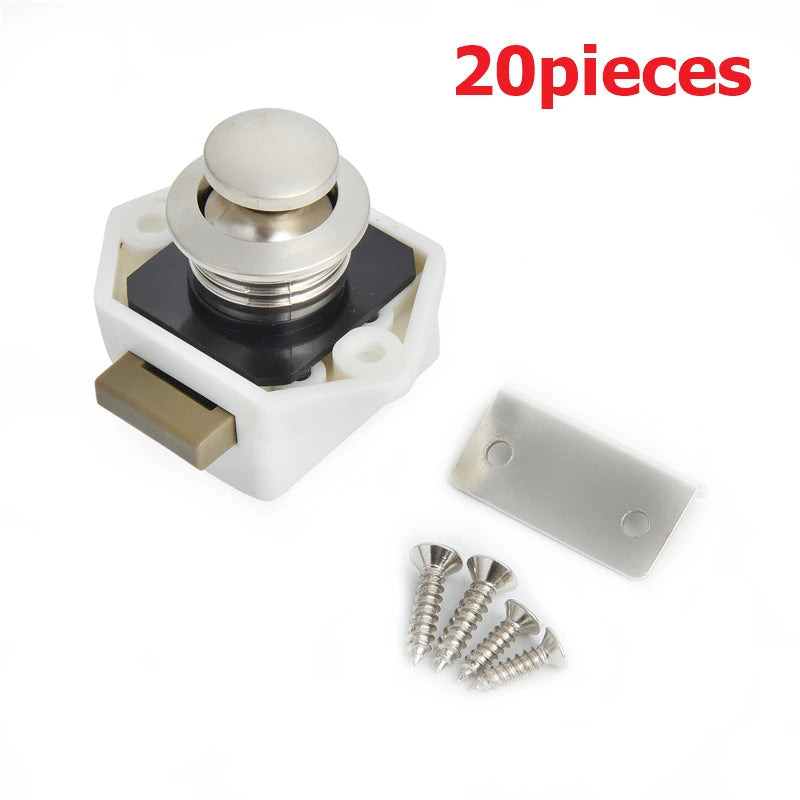 KAK 20 pieces RV Lock Push Lock for Camper Car RV Yacht Push Locks Furniture Cabinet Door Lock Hardware Child Safety Drawer Lock
