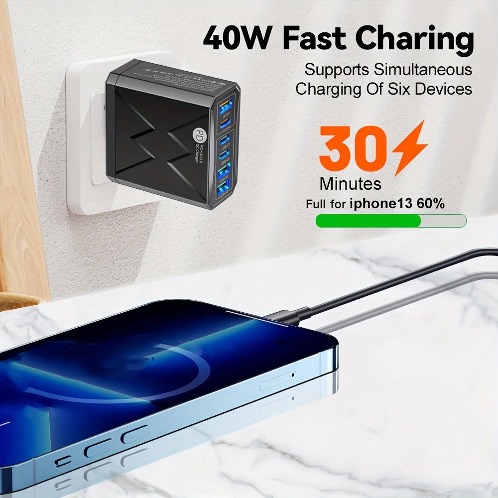 KAXOE 40W PD 6-Port USB C Fast Charger - : Revolutionize Your Charging Game!
