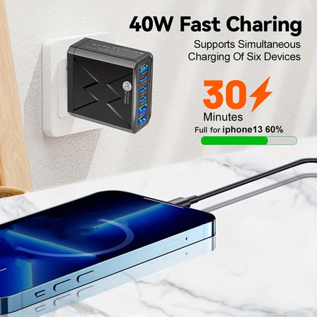 KAXOE 40W PD 6-Port USB C Fast Charger - : Revolutionize Your Charging Game!