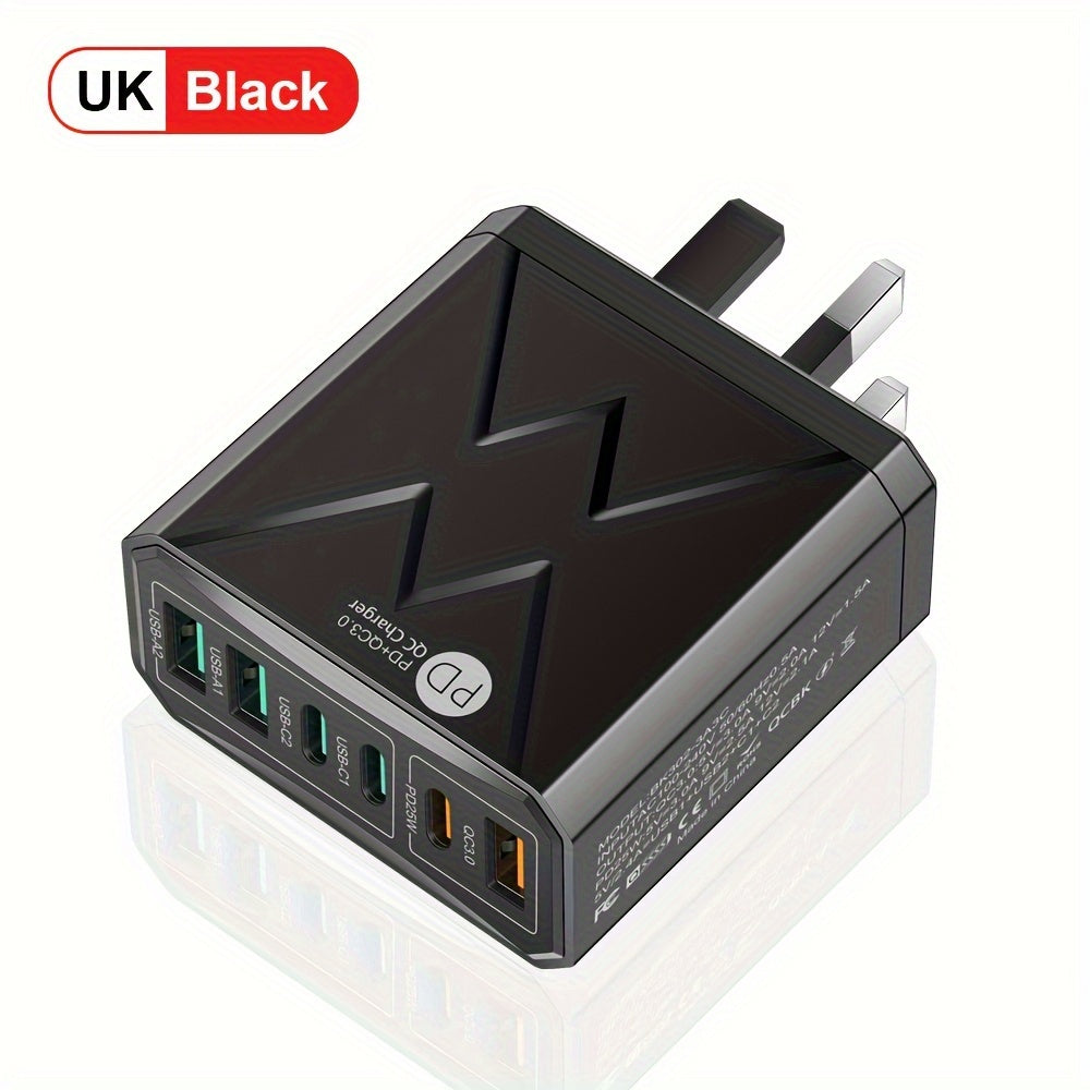 KAXOE 40W PD 6-Port USB C Fast Charger - : Revolutionize Your Charging Game! Black / UK Plug