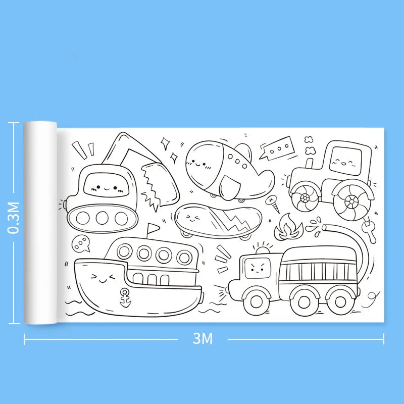 Kids Drawing Toys Sticky Coloring Roll Paper DIY Graffiti Scroll Color Filling Paper Painting Educational Toys for Girls Gift Traffic