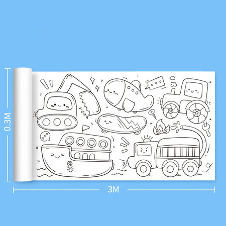 Kids Drawing Toys Sticky Coloring Roll Paper DIY Graffiti Scroll Color Filling Paper Painting Educational Toys for Girls Gift Traffic