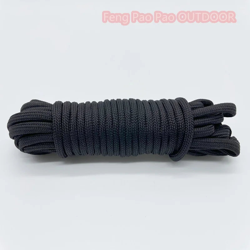 KOTUDENAVY Parachute Cord Lanyard: 5m Dia. 4mm 7 Stand Cores - Outdoor Survival Equipment black / 30M
