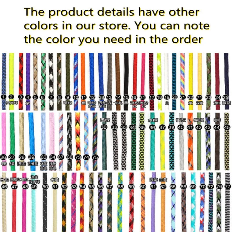 KOTUDENAVY Parachute Cord Lanyard: 5m Dia. 4mm 7 Stand Cores - Outdoor Survival Equipment Choose color / 30M