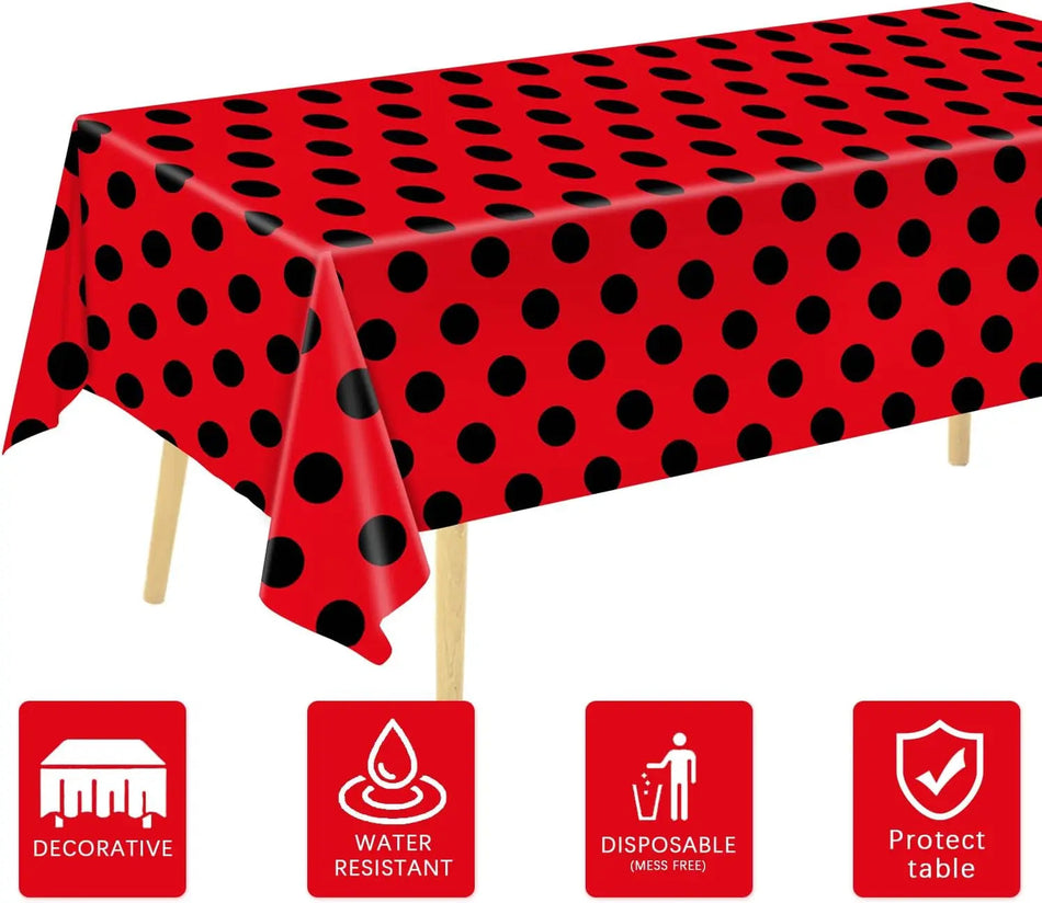 Ladybug Birthday Party Decoration Black Dot Disposable Tableware Set