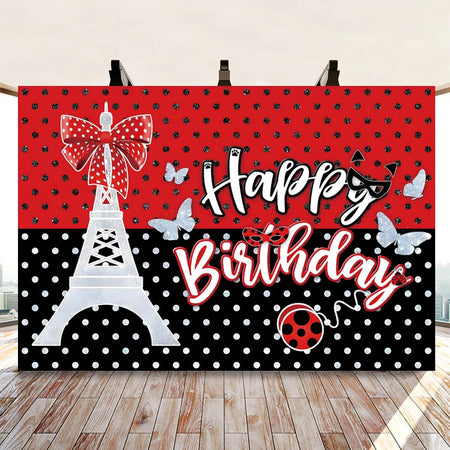 Ladybug Birthday Party Decoration Black Dot Disposable Tableware Set