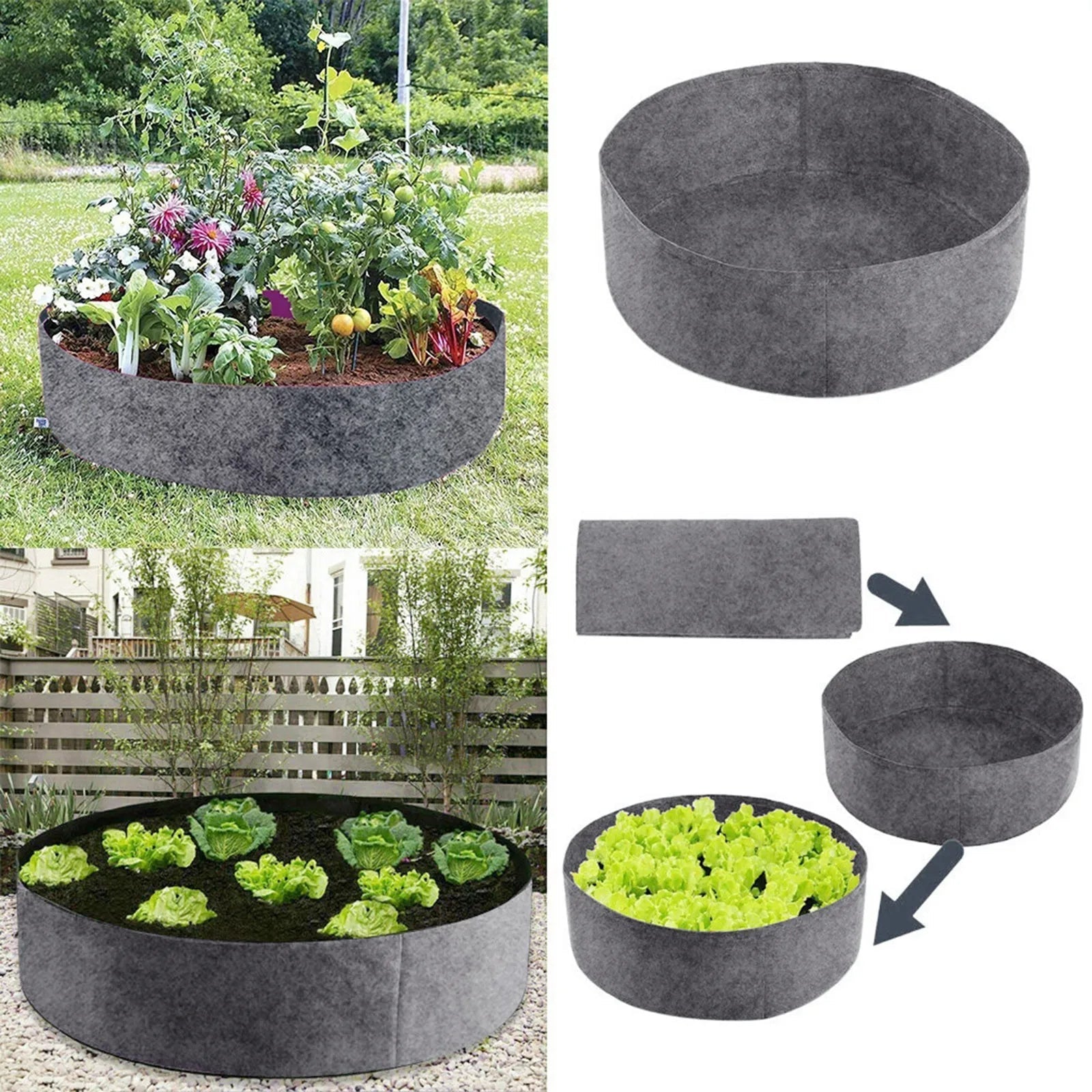 Large Raised Plant Bed Garden Flower Planter Elevated Vegetable Box Planting Bag 50cm Diameter 20cm Deepth
