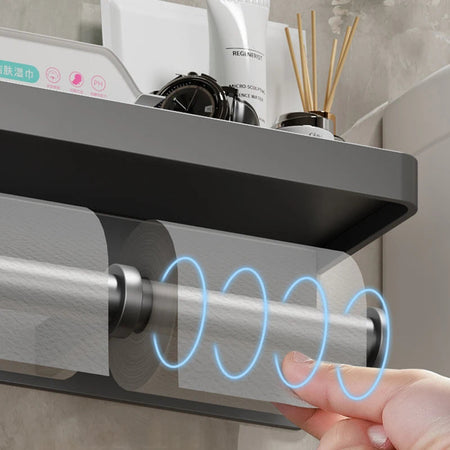 Large Toilet Paper Holder Wall-Mounted Paper Roll Holder With Storage Tray Toilet Organizer Phone Stand Bathroom Accessories