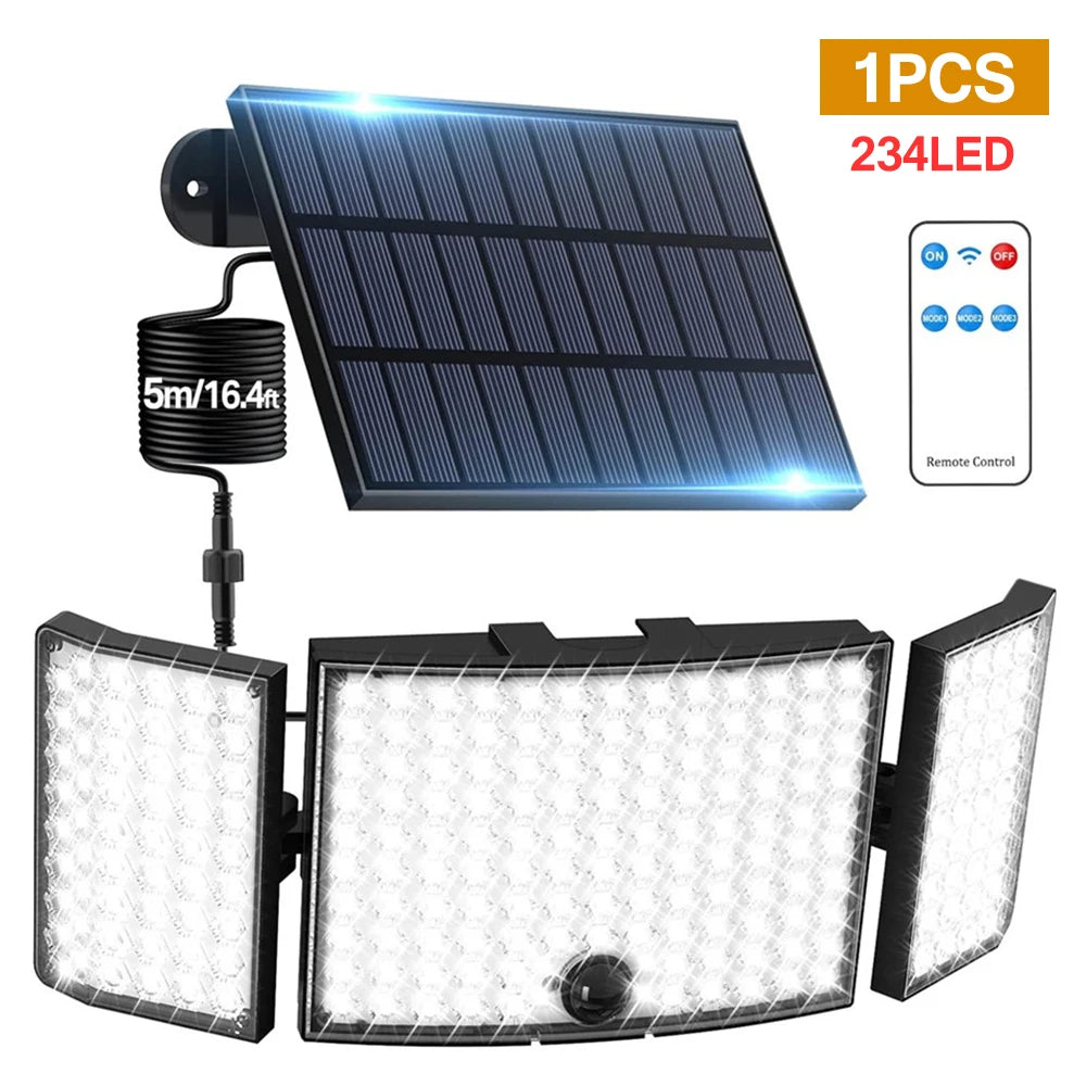 LCMKR Solar Outdoor Waterproof Belt with Motion Sensor &amp;amp; Remote Control for Patio Garage Backyard 234LED