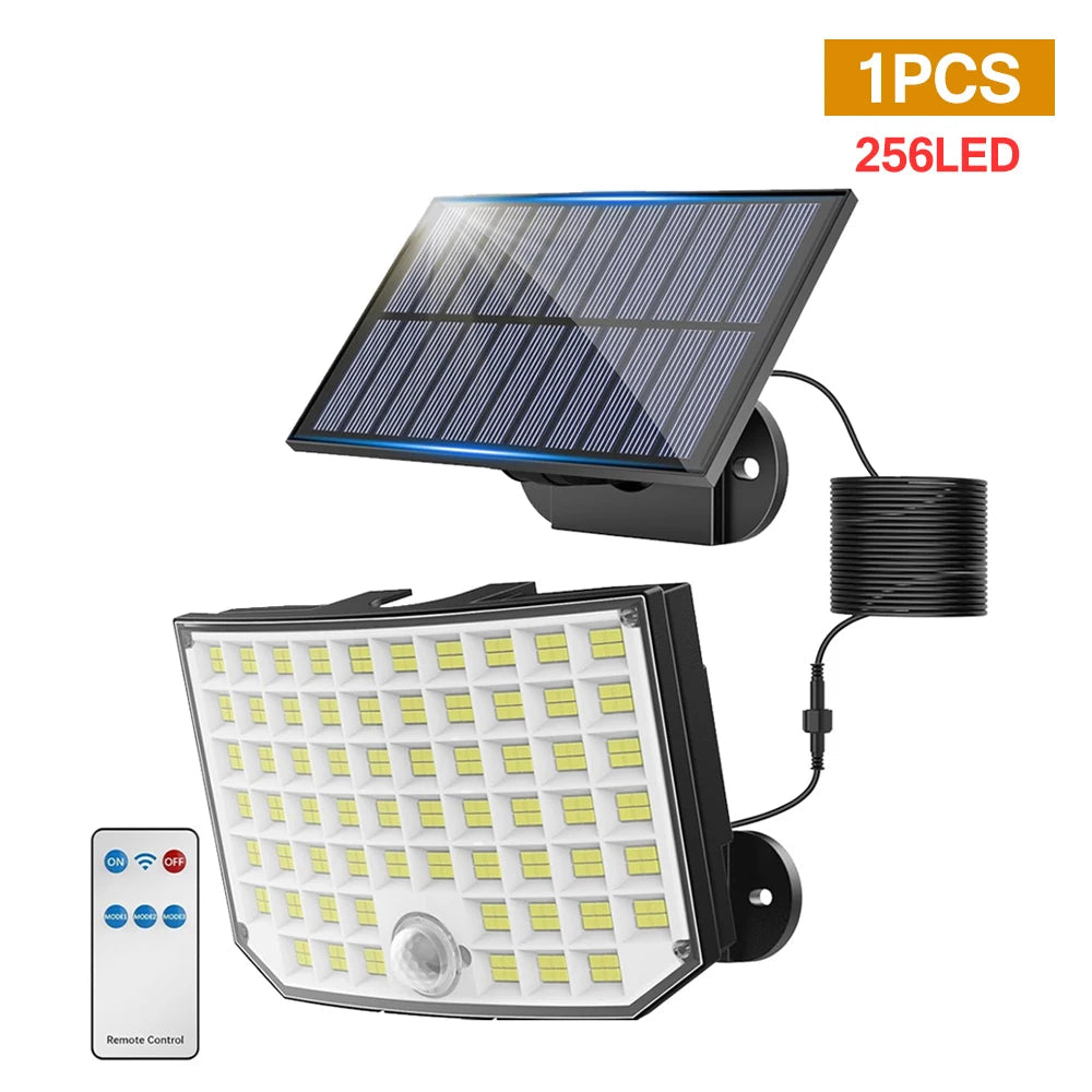 LCMKR Solar Outdoor Waterproof Belt with Motion Sensor &amp;amp; Remote Control for Patio Garage Backyard 256LED