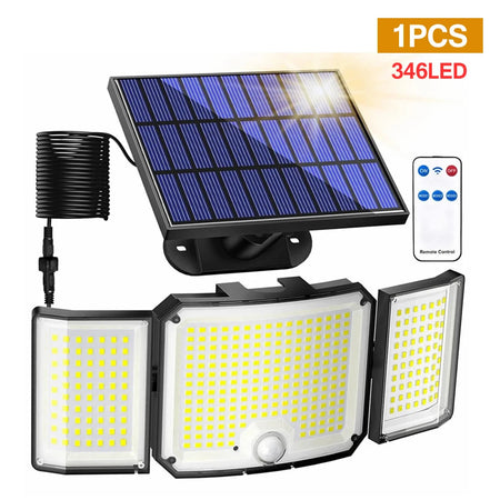 LCMKR Solar Outdoor Waterproof Belt with Motion Sensor &amp;amp; Remote Control for Patio Garage Backyard 346LED