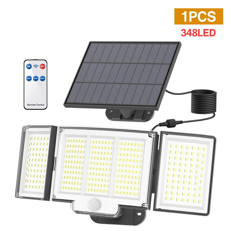 LCMKR Solar Outdoor Waterproof Belt with Motion Sensor &amp;amp; Remote Control for Patio Garage Backyard 348LED