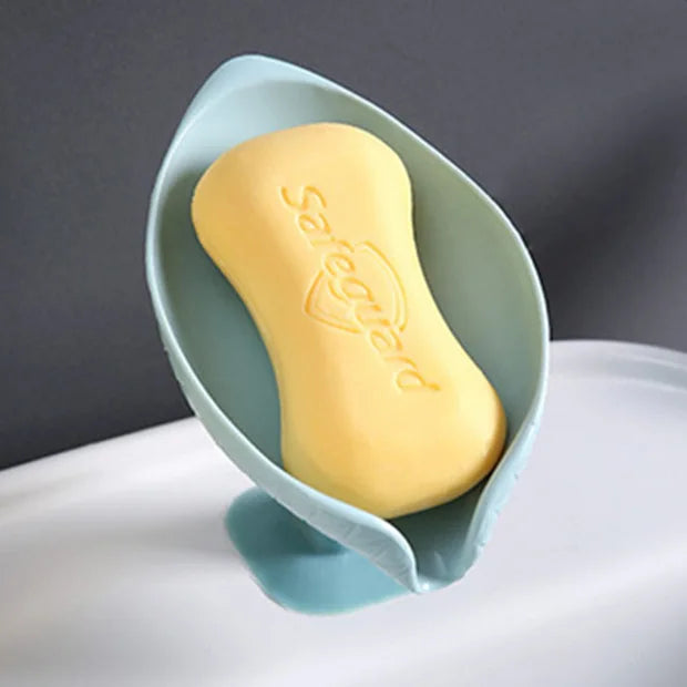 Leaf Shape Soap Box Drain Soap Holder Box Bathroom Shower Soap Holder Sponge Storage Tray Creative Sucker Water-free Storage Box b