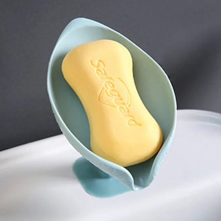 Leaf Shape Soap Box Drain Soap Holder Box Bathroom Shower Soap Holder Sponge Storage Tray Creative Sucker Water-free Storage Box b