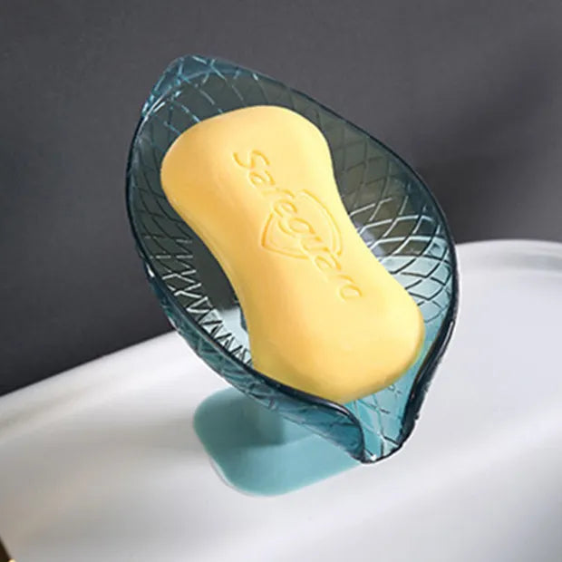 Leaf Shape Soap Box Drain Soap Holder Box Bathroom Shower Soap Holder Sponge Storage Tray Creative Sucker Water-free Storage Box d
