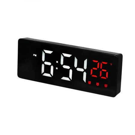 LED Digital Alarm Clock Snooze Temperature Date Display USB Desktop Strip Mirror LED Clocks for Living Room Decoration B Black Red / CHINA