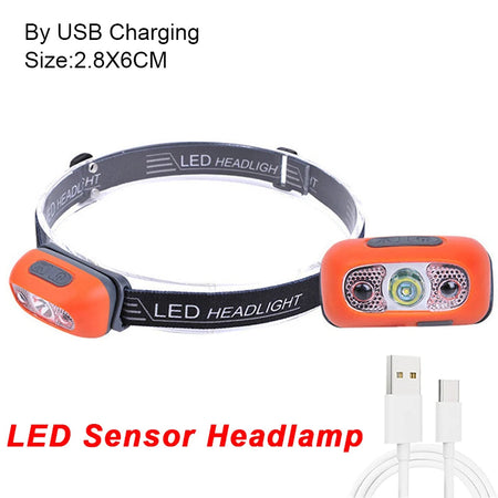 LISM Portable Mini LED Motion Sensor Headlamp Orange-A(By USB)