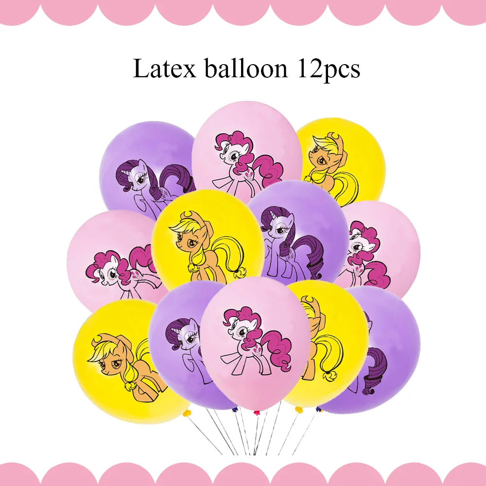 Little Pony Birthday Party Decorations &amp;amp; Tableware Set balloon-12pcs