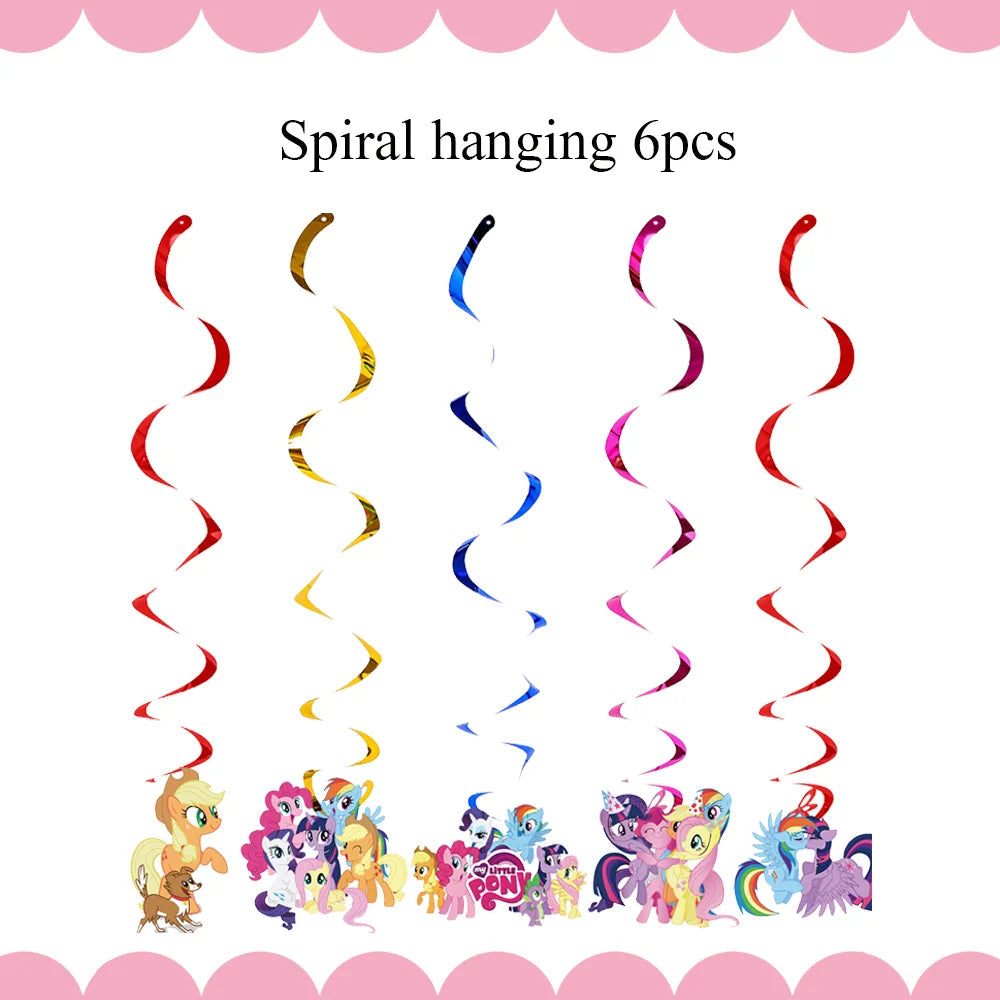 Little Pony Birthday Party Decorations &amp;amp; Tableware Set Sling-6PCS