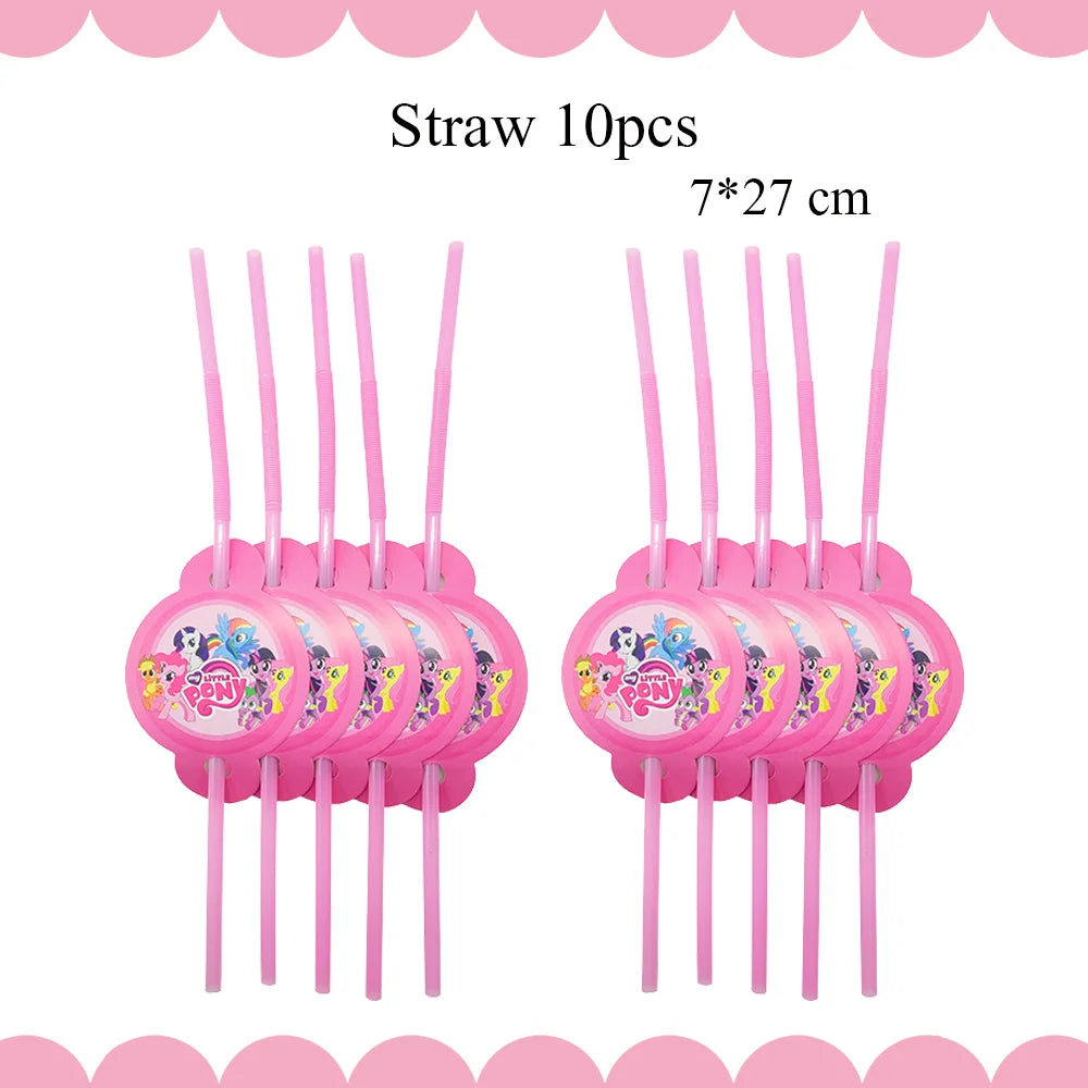 Little Pony Birthday Party Decorations &amp;amp; Tableware Set Straws-10Pcs