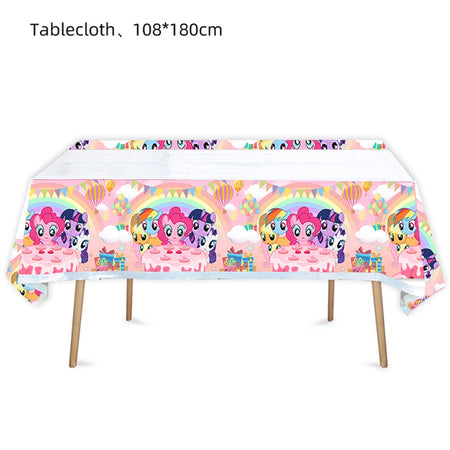 Little Pony Theme Birthday Party Tableware Set - 24pcs 1pcs tablecloth