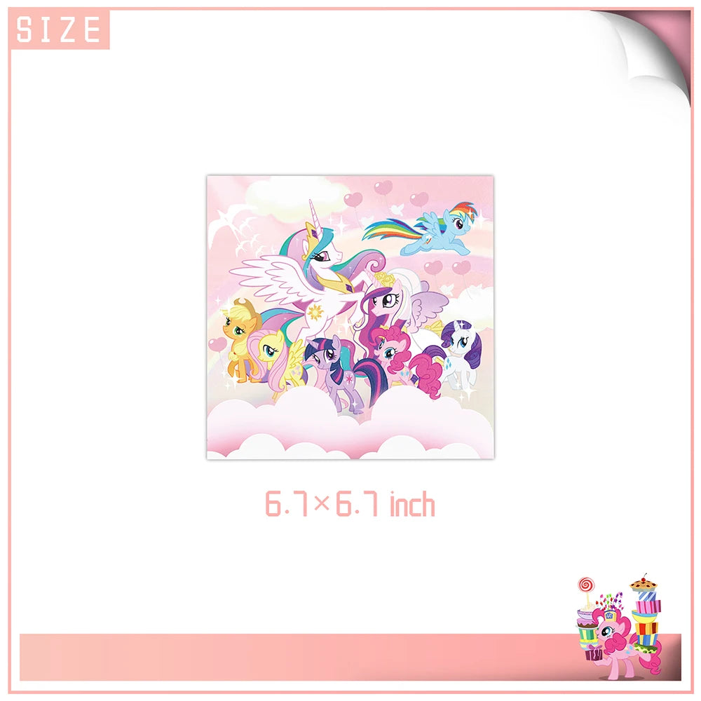 Little Pony Theme Birthday Party Tableware Set - 24pcs 20pcs napkins