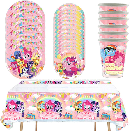 Little Pony Theme Birthday Party Tableware Set - 24pcs