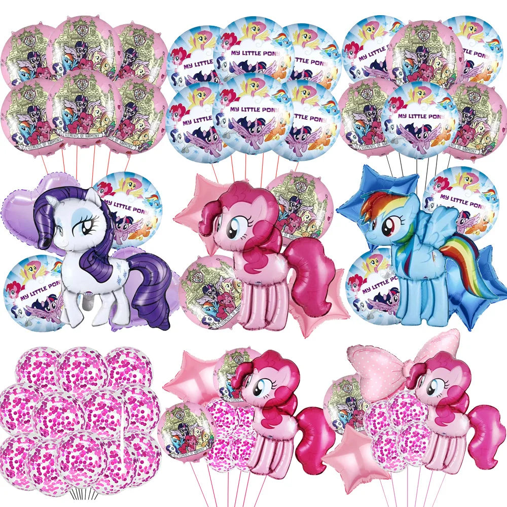 Little Ponyed Girls Birthday Party Balloons Set