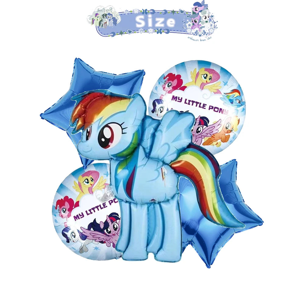 Little Ponyed Girls Birthday Party Balloons Set A Ballon 5Pcs / 18inch / As picture