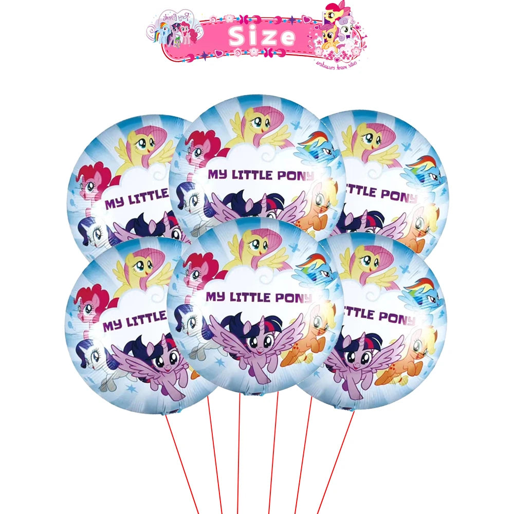 Little Ponyed Girls Birthday Party Balloons Set A Ballon 6Pcs / 18inch / As picture