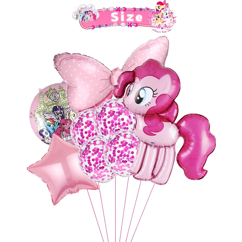 Little Ponyed Girls Birthday Party Balloons Set A Ballon 8Pcs / 18inch / As picture