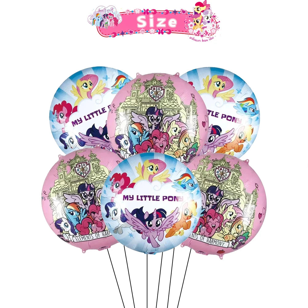 Little Ponyed Girls Birthday Party Balloons Set B Ballon 6Pcs / 18inch / As picture