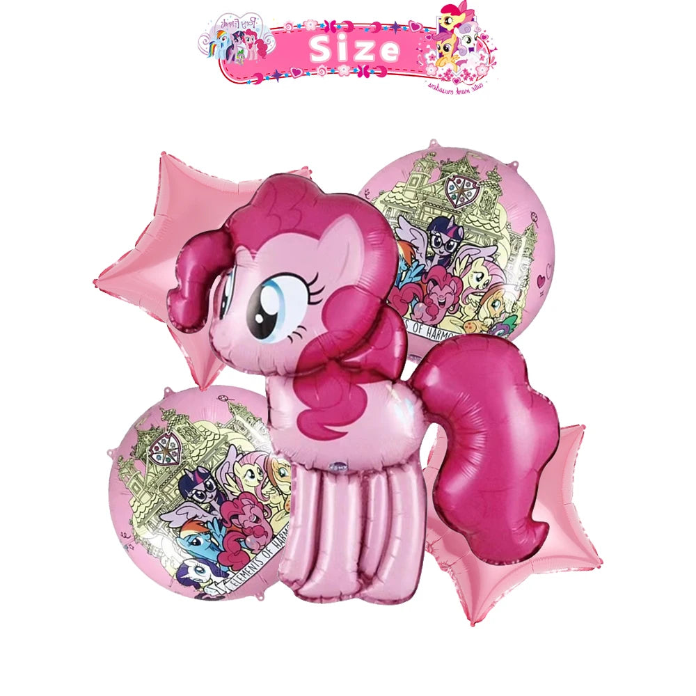 Little Ponyed Girls Birthday Party Balloons Set Ballon 5Pcs / 18inch / As picture