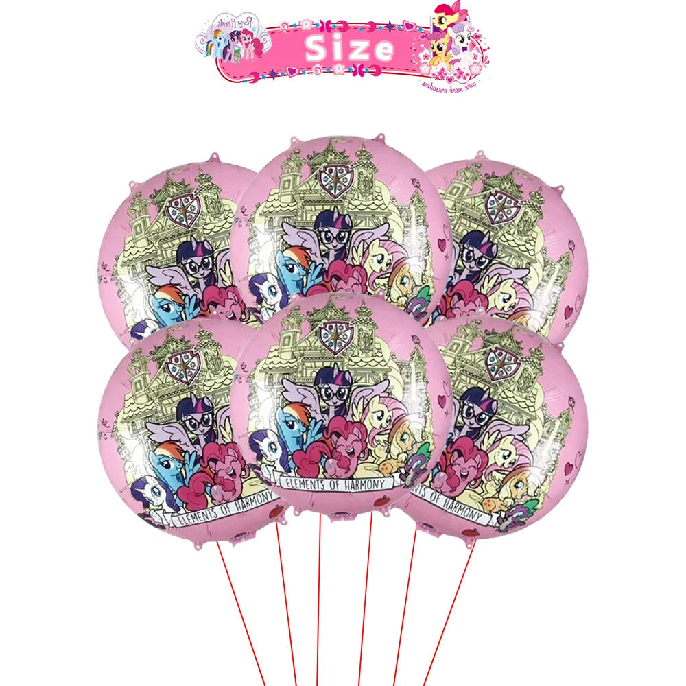 Little Ponyed Girls Birthday Party Balloons Set Ballon 6Pcs / 18inch / As picture
