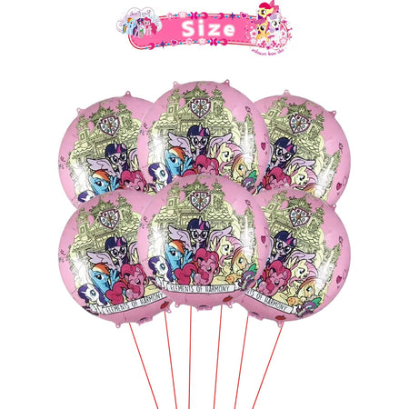 Little Ponyed Girls Birthday Party Balloons Set Ballon 6Pcs / 18inch / As picture
