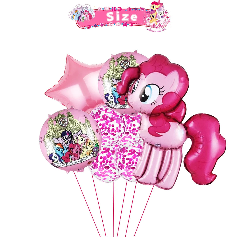 Little Ponyed Girls Birthday Party Balloons Set Ballon 8Pcs / 18inch / As picture