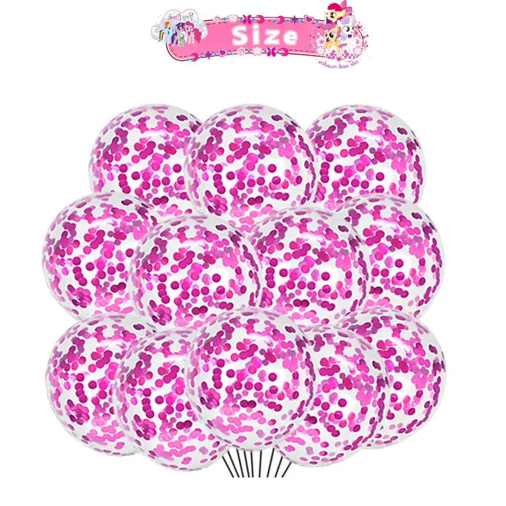 Little Ponyed Girls Birthday Party Balloons Set Latex Ballon 18Pcs / 18inch / As picture