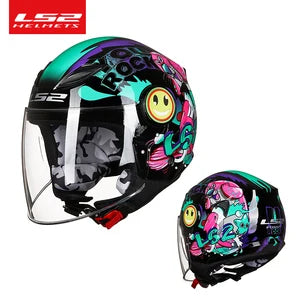 LS2 FUNNY Children's Motorcycle  helmet 3/4 open face scooter half face LS2 OF602 motorbike helm capacete casco kids helmets