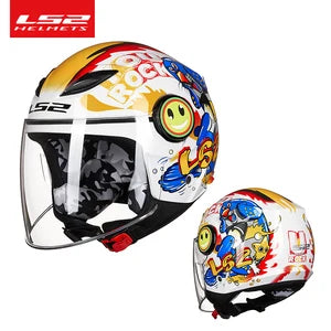 LS2 FUNNY Children's Motorcycle  helmet 3/4 open face scooter half face LS2 OF602 motorbike helm capacete casco kids helmets