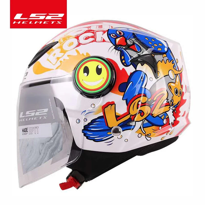 LS2 FUNNY Children's Motorcycle  helmet 3/4 open face scooter half face LS2 OF602 motorbike helm capacete casco kids helmets