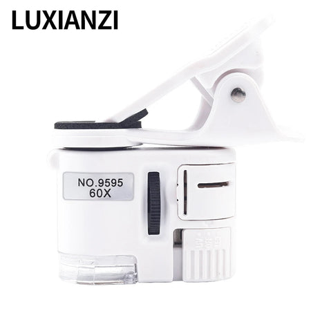 LUXIANZI 60X/100X Mobile Phone Microscope With LED UV Lens Macro Zoom Phone Universal Mobile Magnifying Glass Camera Clip