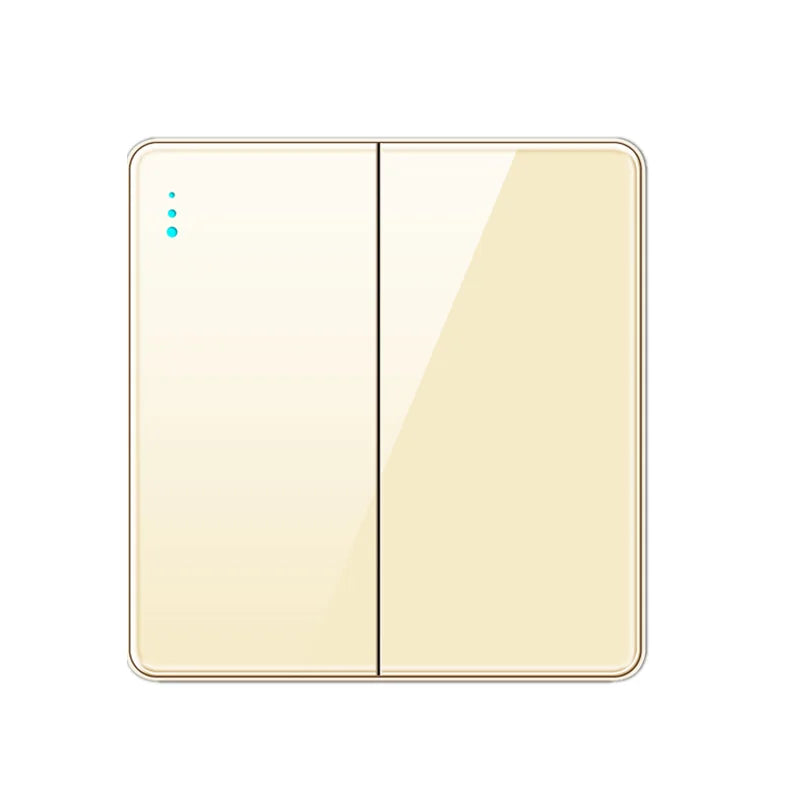Luxury All Tempered Glass Wall Lamp Switch Button Golden UK Plug 13A Universal Wall Socket with Usb ,220V2gang2way Dimmer Switch 2gang2way