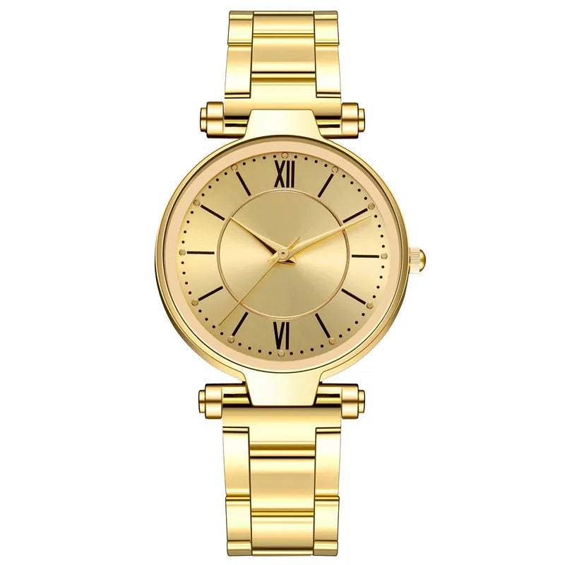 Luxury Rose Gold Stainless Steel Watches Female Classic Round Dial Quartz Watch Women Business Wristwatches Wrist Jewelry Reloj