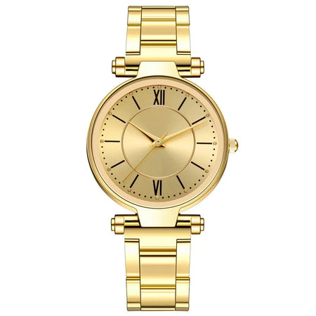 Luxury Rose Gold Stainless Steel Watches Female Classic Round Dial Quartz Watch Women Business Wristwatches Wrist Jewelry Reloj