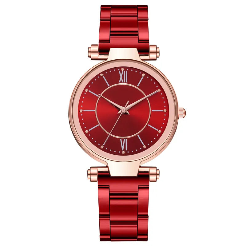 Luxury Rose Gold Stainless Steel Watches Female Classic Round Dial Quartz Watch Women Business Wristwatches Wrist Jewelry Reloj