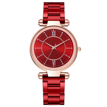 Luxury Rose Gold Stainless Steel Watches Female Classic Round Dial Quartz Watch Women Business Wristwatches Wrist Jewelry Reloj