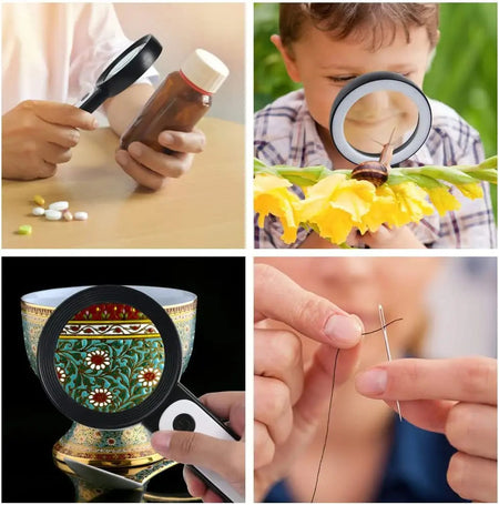 Magnifying Glass 18 LED Lights 30X Double Glass 3 Modes High Power Lens Handheld Illuminated Magnifier Reading Magnifying Glass