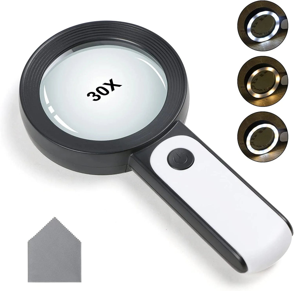 Magnifying Glass 18 LED Lights 30X Double Glass 3 Modes High Power Lens Handheld Illuminated Magnifier Reading Magnifying Glass Default Title