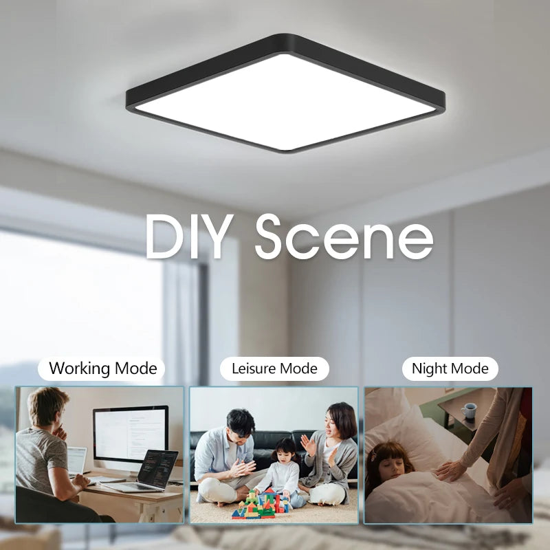MARPOU Square Smart LED Ceiling Lamp 36W Tuya App Voice Control With Wifi Alexa/Google Dimmable Ceiling Lights for Living Room